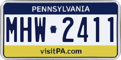 PA license plate MHW2411