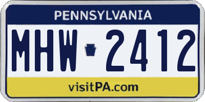 PA license plate MHW2412