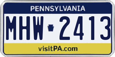 PA license plate MHW2413