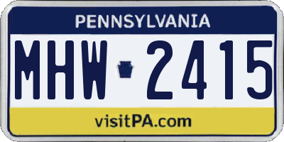 PA license plate MHW2415