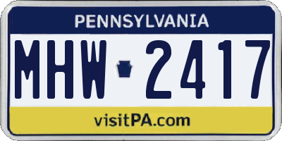 PA license plate MHW2417