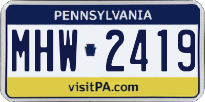 PA license plate MHW2419