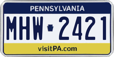 PA license plate MHW2421