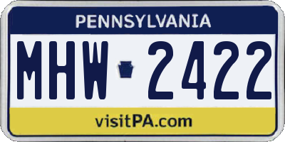 PA license plate MHW2422