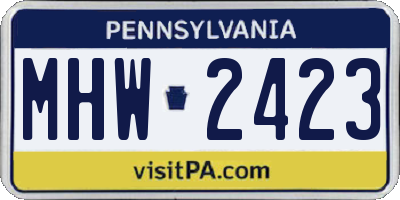 PA license plate MHW2423