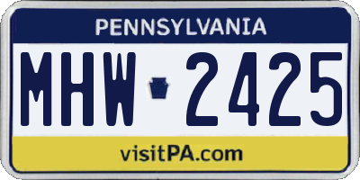 PA license plate MHW2425