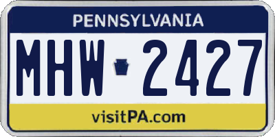 PA license plate MHW2427