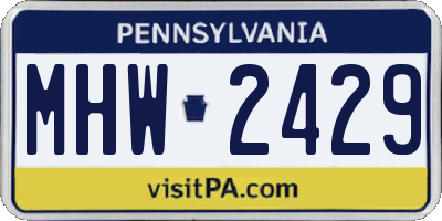 PA license plate MHW2429