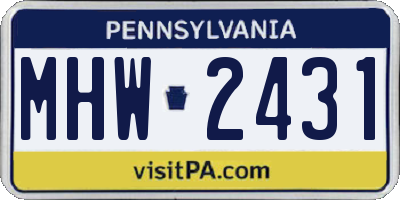 PA license plate MHW2431