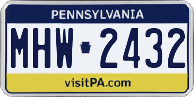 PA license plate MHW2432