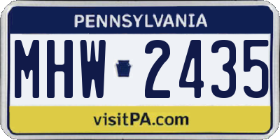 PA license plate MHW2435