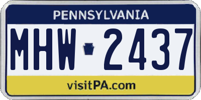 PA license plate MHW2437