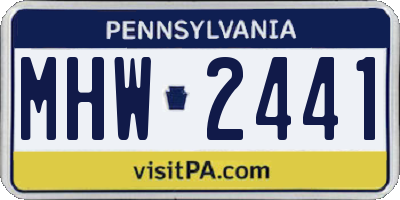 PA license plate MHW2441