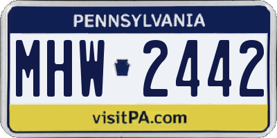 PA license plate MHW2442