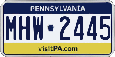 PA license plate MHW2445
