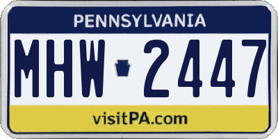 PA license plate MHW2447