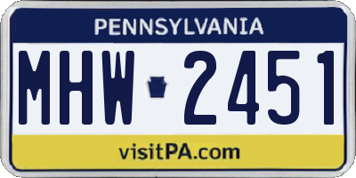 PA license plate MHW2451