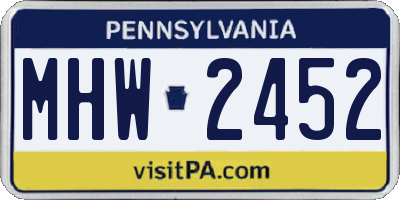PA license plate MHW2452