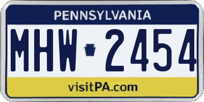 PA license plate MHW2454