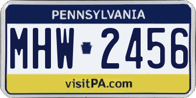 PA license plate MHW2456
