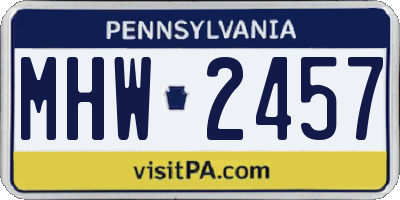 PA license plate MHW2457