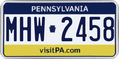 PA license plate MHW2458