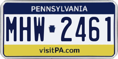 PA license plate MHW2461