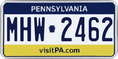 PA license plate MHW2462
