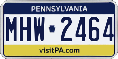 PA license plate MHW2464