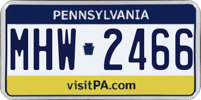 PA license plate MHW2466