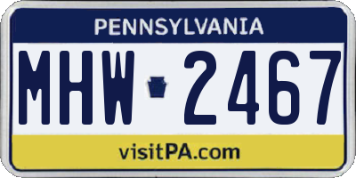 PA license plate MHW2467