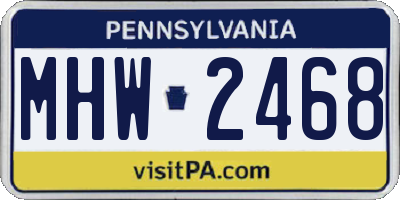 PA license plate MHW2468