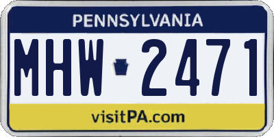 PA license plate MHW2471