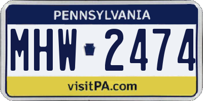 PA license plate MHW2474