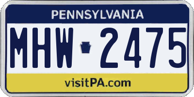 PA license plate MHW2475