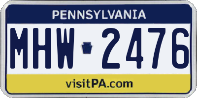 PA license plate MHW2476