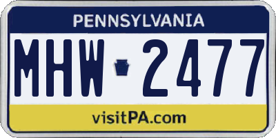 PA license plate MHW2477