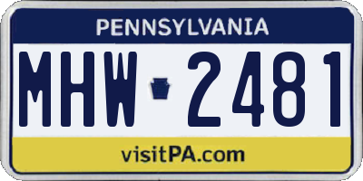 PA license plate MHW2481