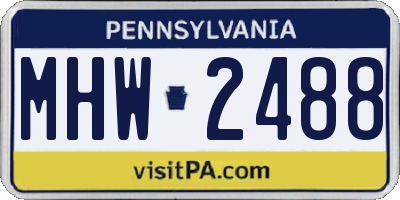 PA license plate MHW2488