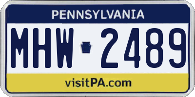 PA license plate MHW2489
