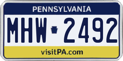 PA license plate MHW2492