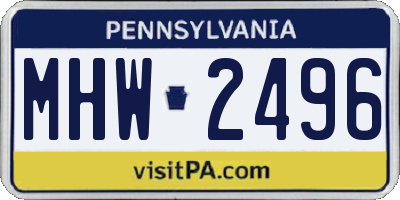 PA license plate MHW2496