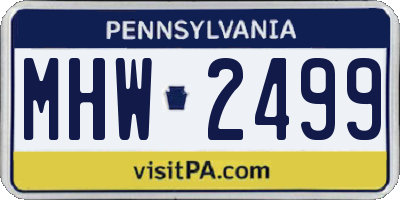 PA license plate MHW2499