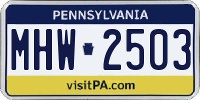 PA license plate MHW2503