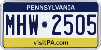 PA license plate MHW2505