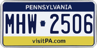 PA license plate MHW2506