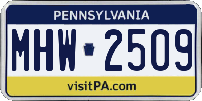 PA license plate MHW2509