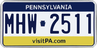 PA license plate MHW2511