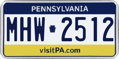 PA license plate MHW2512