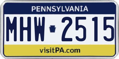 PA license plate MHW2515